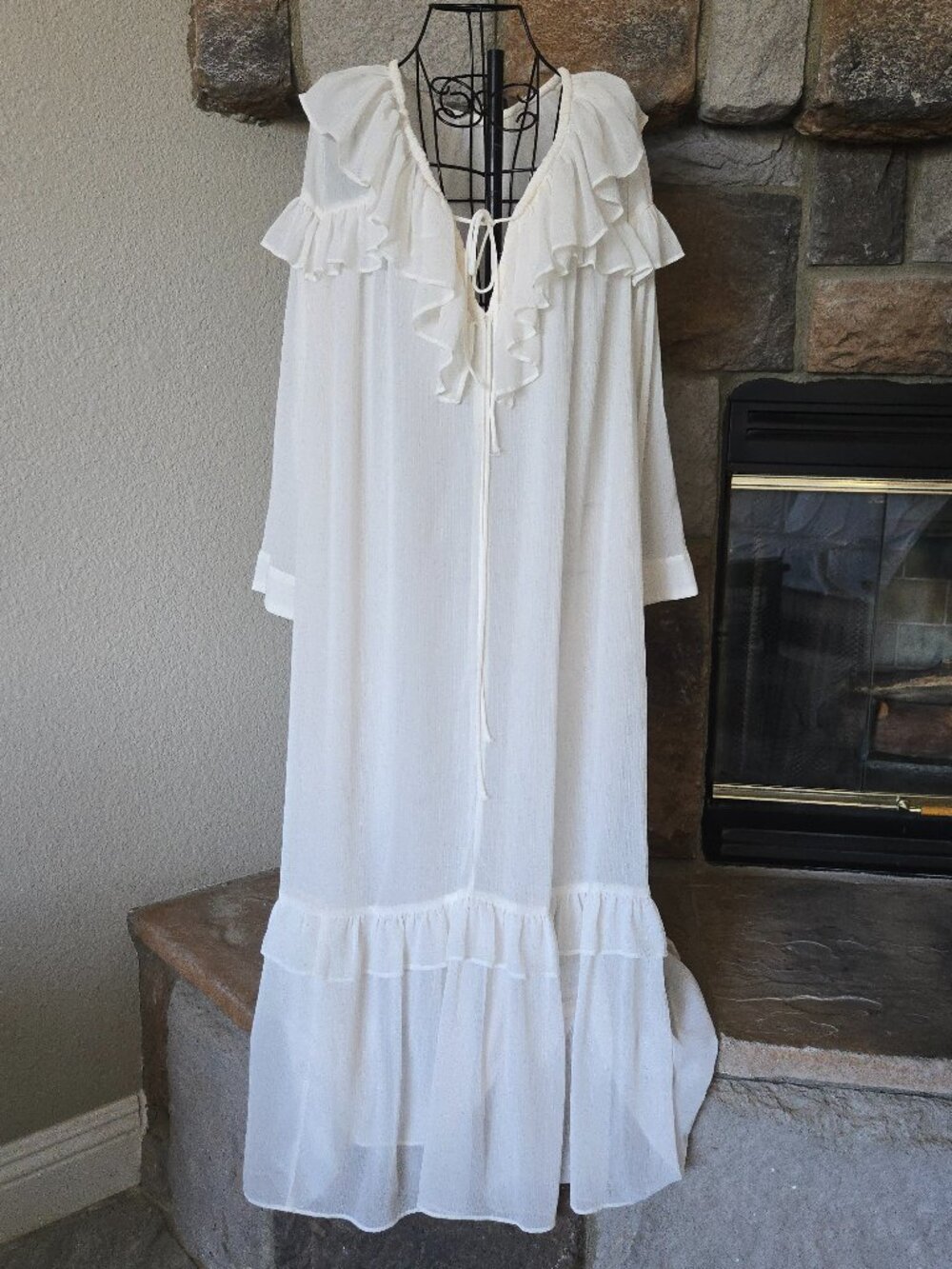 White Flounce Chiffon Dress